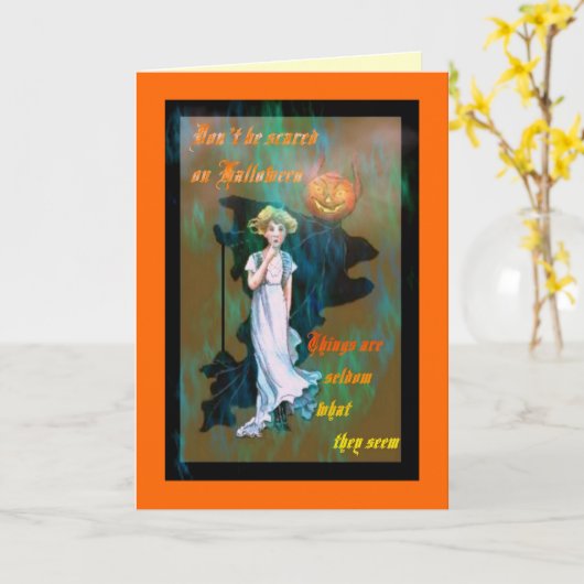 Carte vintage "regard " de Halloween (Fleur jaune)