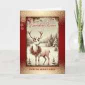 Carte vintage Reindeer Winter Forest Red Holiday (Devant)