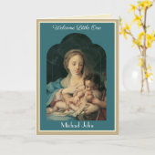 Carte vintage Religieuse Bébé Vierge Marie (Fleur jaune)