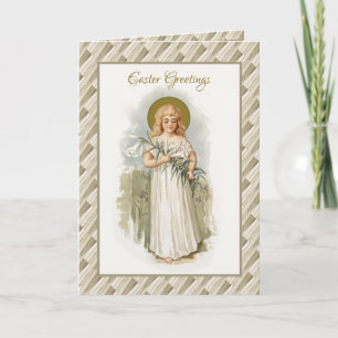 Carte Vintage religieux Bonne Vierge de Pâques Marie Pas
