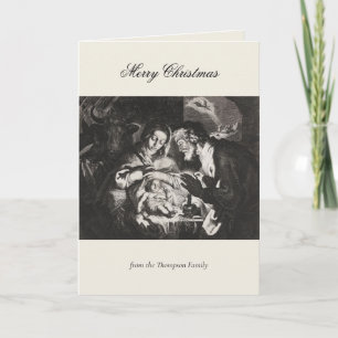 Carte Vintage Religieux Nativité de Noël chrétien