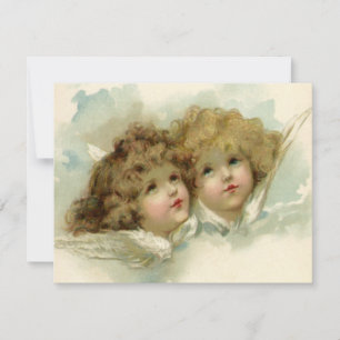 Carte Vintage Religion, Anges victoriens dans les nuages
