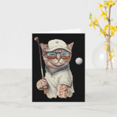 Carte Vintage Retro Chat Jouer Golf (Fleur jaune)