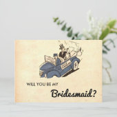 Carte vintage Retro Classic Couple Vieux Bridesmai (Debout devant)