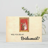 Carte vintage Retro Couple Rustic Chic Bridesmaid (Debout devant)