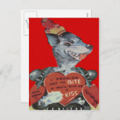 Carte vintage Retro Funny Wolf Valentine (Devant / Derrière)
