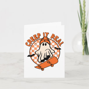 Carte Vintage Retro Halloween Creep It Real Ghost Boy Fa