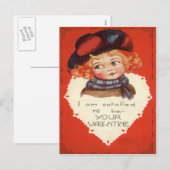 Carte vintage Retro Little Girl Valentine (Devant / Derrière)