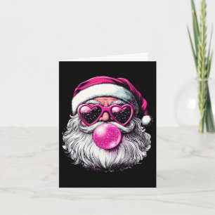 Carte Vintage Retro Père Noël de Noël bulle gomme rose C