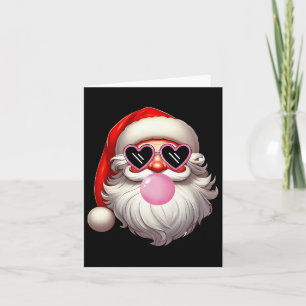 Carte Vintage Retro Père Noël de Noël bulle gomme rose C