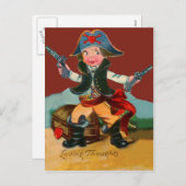 Carte vintage Retro Pirate Valentine (Devant / Derrière)