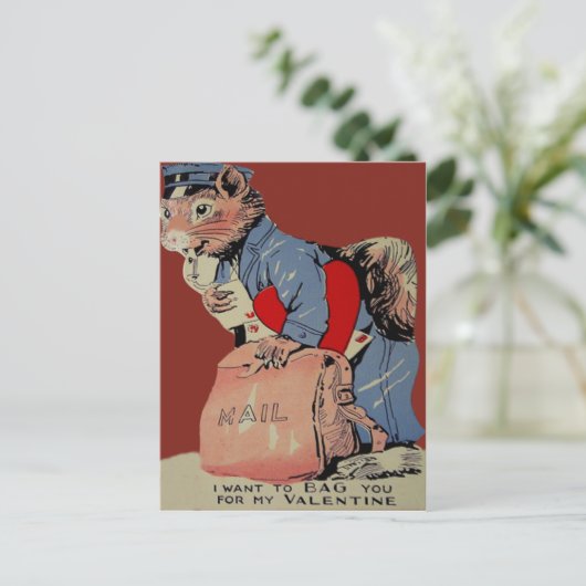 Carte vintage Retro Squirrel Mailman Valentine (Debout devant)