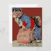 Carte vintage Retro Squirrel Mailman Valentine (Devant / Derrière)