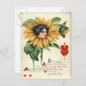 Carte vintage Retro Sunflower Valentine (Devant / Derrière)