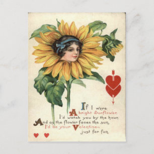 Carte vintage Retro Sunflower Valentine