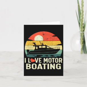 Carte Vintage Retro Sunset Pontoon Bateau I Love Moteur 