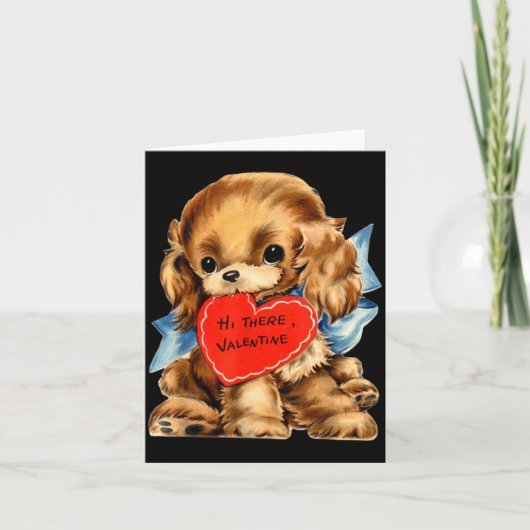 Carte Vintage Retro Valentine's Day Puppy Dog Valentine  (Devant)