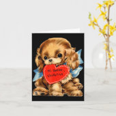 Carte Vintage Retro Valentine's Day Puppy Dog Valentine  (Fleur jaune)
