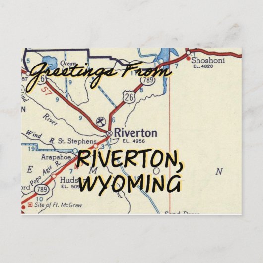 Carte Vintage Riverton Wyoming (Devant)