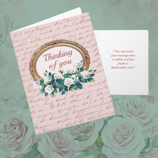 Carte Vintage Rose Antique Lettering Thinking of You