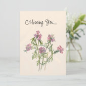 Carte Vintage rose Fleur sauvage Botanique Vous Manquez (Debout devant)