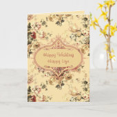 Carte vintage Rose Florale Mariage (Fleur jaune)