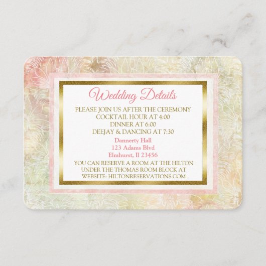 Carte vintage Rose Pastel Mariage Détail (Devant)