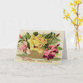 Carte Vintage Roses Birthday (Fleur jaune)