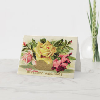 Carte Vintage Roses Birthday
