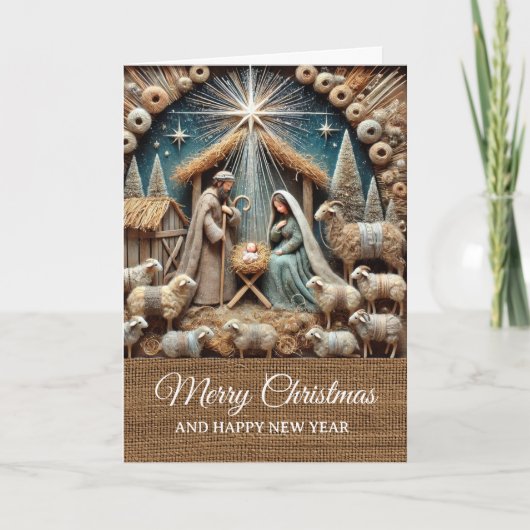 Carte Vintage Rustic Nativity Scene Merry Christmas  (Devant)