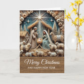 Carte Vintage Rustic Nativity Scene Merry Christmas  (Fleur jaune)
