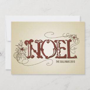 CARTE vintage RUSTIQUE NOEL TYPOGRAPHIE NOËL CARTE