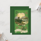 Carte Vintage Saint-Patricks Jour Salutations Shamrock C (Devant/Arrière en situation)