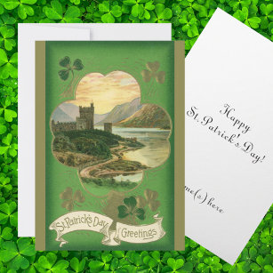 Carte Vintage Saint-Patricks Jour Salutations Shamrock C