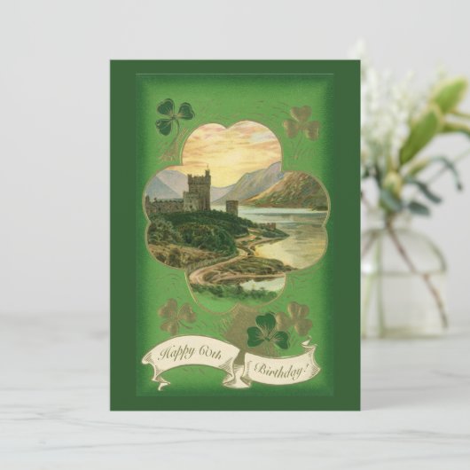 Carte Vintage Saint-Patricks Jour Salutations Shamrock C (Debout devant)
