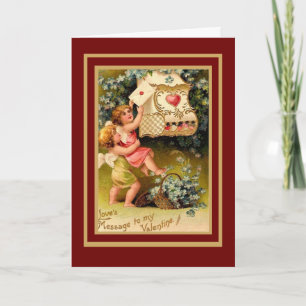 Carte vintage Saint-Valentin Cupidon