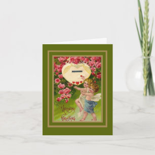 Carte vintage Saint-Valentin Cupidon