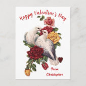 Carte vintage Saint Valentin Doves Florales Coeurs (Devant)