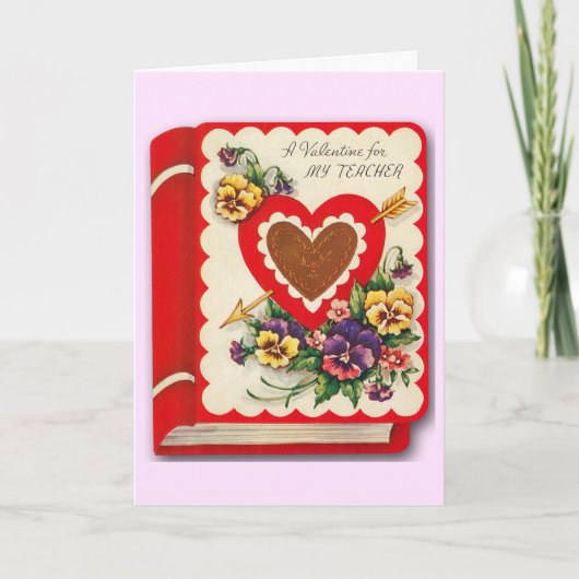 Carte vintage Saint Valentin pour enseignant (Devant)