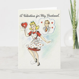 Carte vintage Saint Valentin pour mari