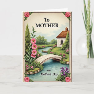 Carte vintage scène florale pour maman