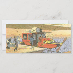 Carte Vintage Science Fiction Avion Hélicoptère Limo