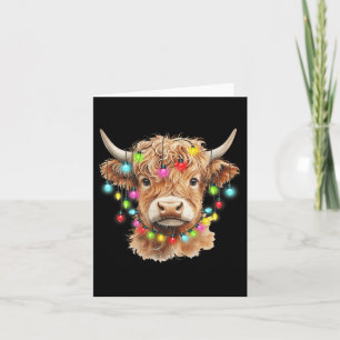 Carte Vintage Scotland Highland vache animal Noël Xma