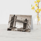 Carte Vintage Sepia London Tower Bridge (Fleur jaune)