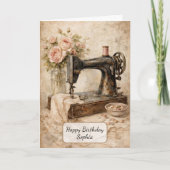 Carte Vintage Sewing Machine Roses (Devant)