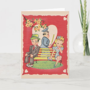 Carte vintage Shy Boy Valentine's Day Note Card