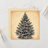 Carte Vintage Simple Noël Arbre élégant tendance (Devant/Arrière en situation)