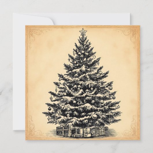 Carte Vintage Simple Noël Arbre élégant tendance (Devant)