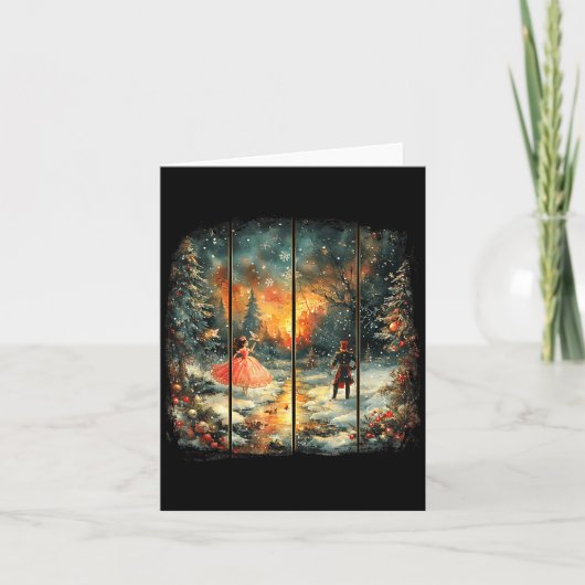 Carte Vintage Snow Globe Nutcracker Christmas Coquette (Devant)