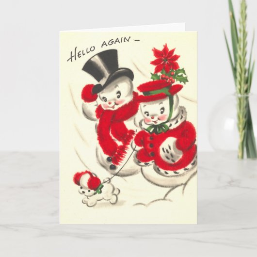 Carte vintage Snowman et Snowwoman (Devant)